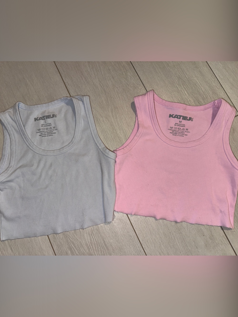 Kids Ribbed Tank Top Set - White & Pink